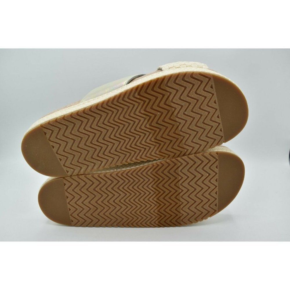 Toms Womens Size 9 Silver Iridescent Leather Woven Trim Paloma Platform Slide - Picture 8 of 10